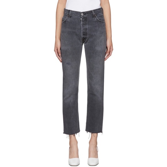 Re/Done Levi’s Destruction High Rise Ankle Crop - Picture 1 of 7